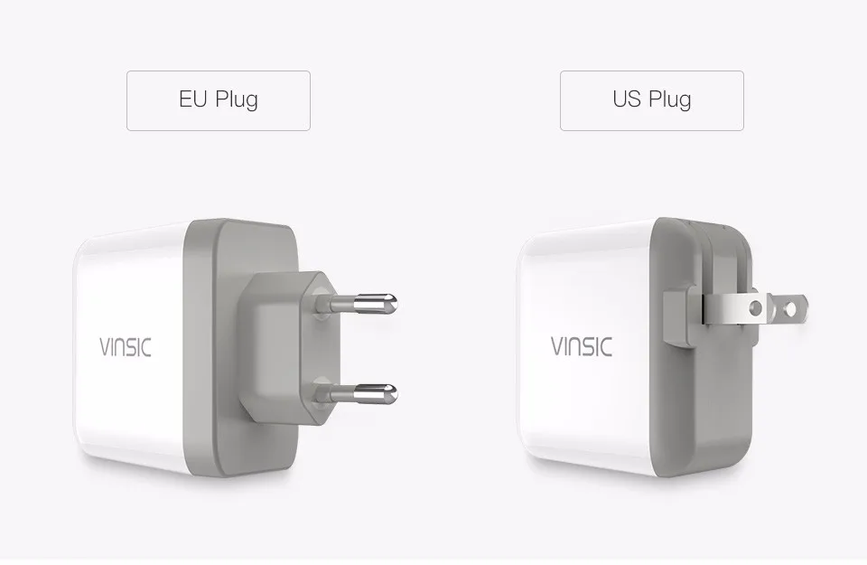 Vinsic Dual USB зарядное устройство для телефона 5 В/4.8A настенное зарядное устройство портативное умное зарядное устройство для iphone 8 Plus samsung Mi8 SE EU/US разъем