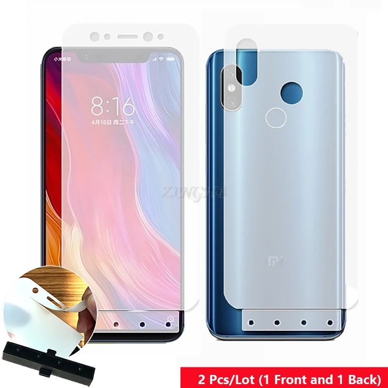 

2 Pcs Front & Back Smart Guide Tool Soft Film AUTO Fixed Hydrogel Film Full Body Screen Protector for Xiaomi Mi 8 Mi8 6.21"