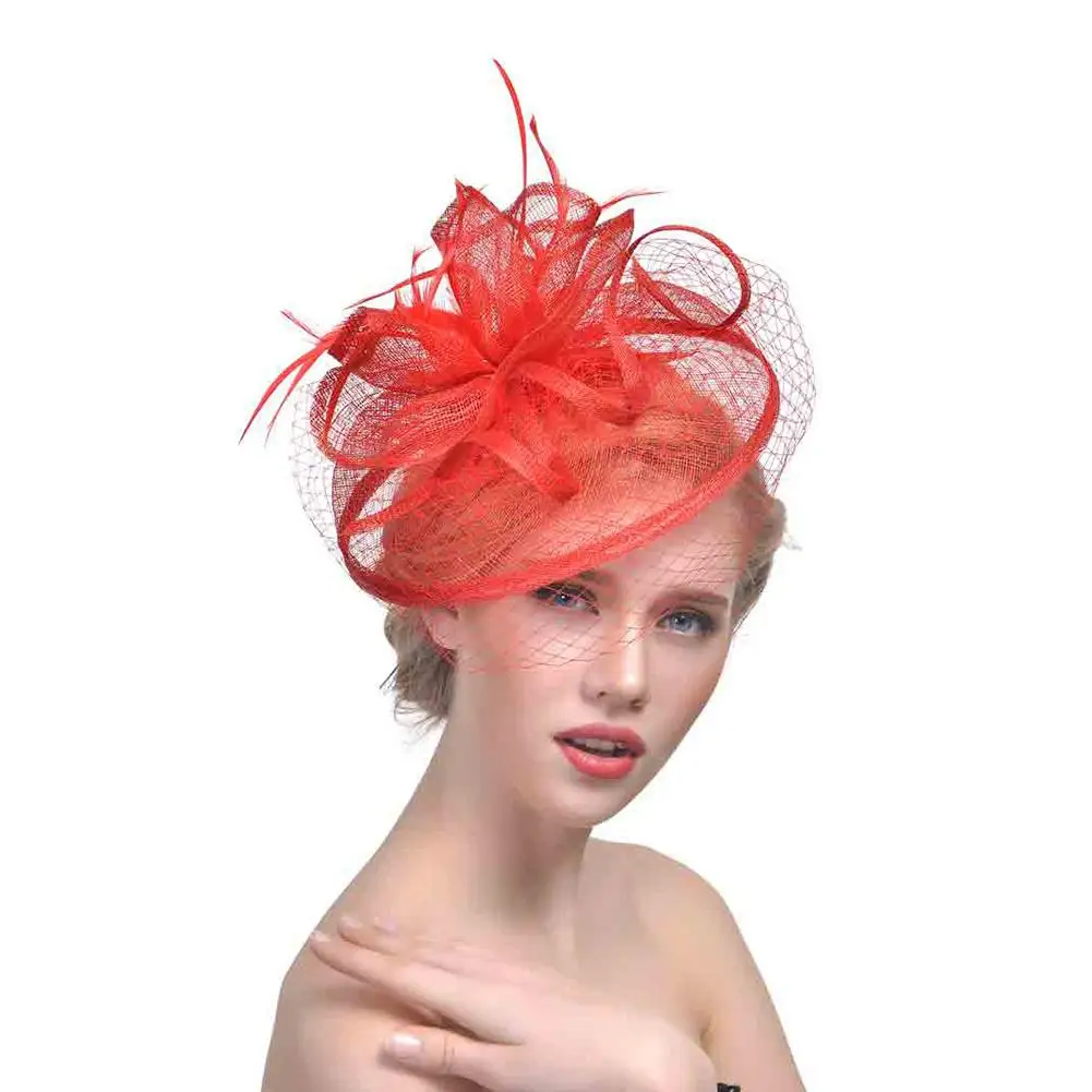 XIUFEN Для женщин Сплошной Цвет котелок головной убор украшения для волос цветок мало шляпу для свадебного банкета