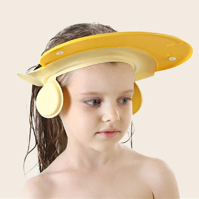 Регулируемая детская шапочка для душа, шампунь для ванны, защита для волос, шапка для защиты детей, водонепроницаемый, предотвращает попадание воды в уши для детей - Цвет: Yellow
