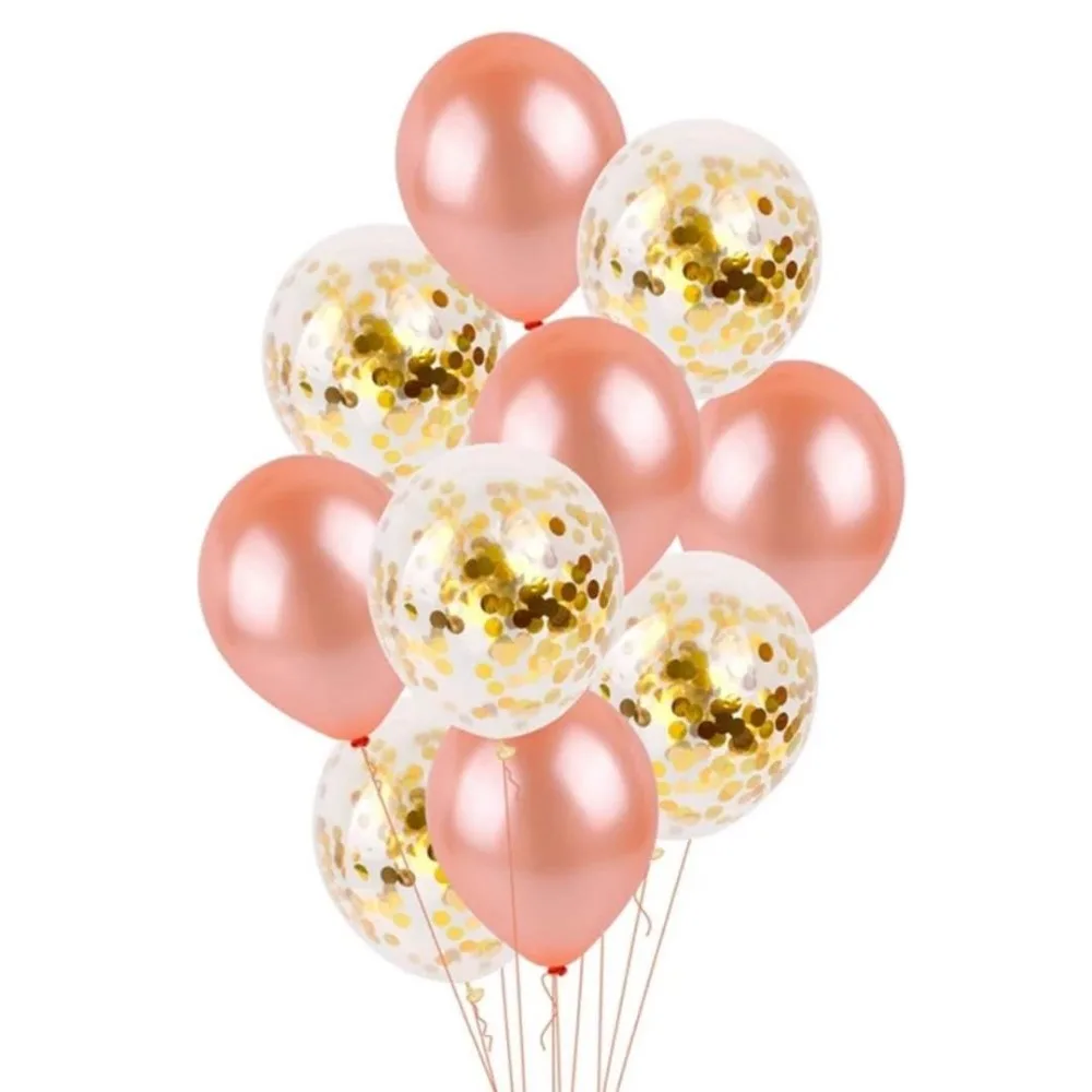10pcs 12inch Rose Gold Confetti Balloons Set Baby Shower DIY Wedding