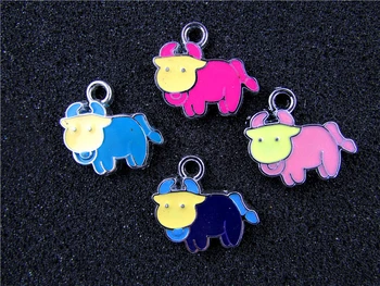 

AE769 Mix Color 20Pcs Alloy Metal Enamel Sheep Charms Pendant 20x19mm