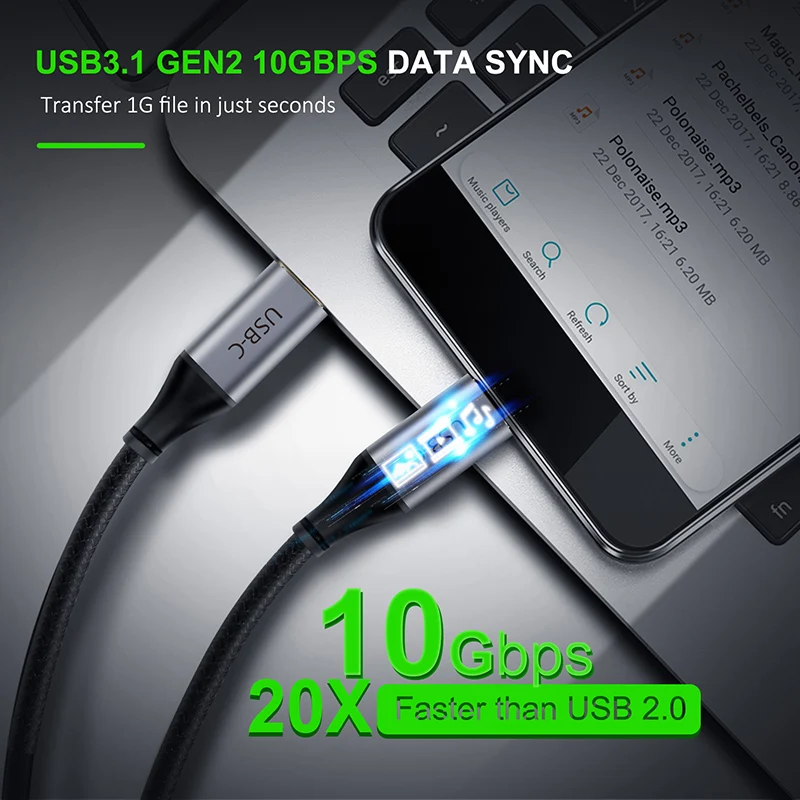 Кабель USB 3,1 type-C Gen2 10 Гбит/с PD 60 Вт USB C M к USB CM 5V3A быстрая Синхронизация и зарядка кабель для Macbook USBC 4 K/60 HZ C023