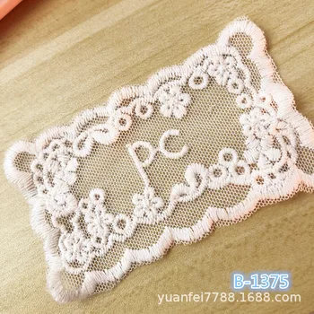 

50pcs/lot Cotton Embroidery Lace Patches White Letter for Dress Clothing Decoration DIY Sewing Accessories