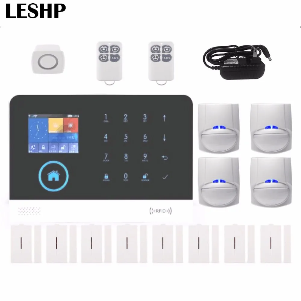 

Multifunction Smart WIFI Home Security Burglar Alarm GSM Alarm System Android For IOS APP Control Voice Prompt RFID Alarm Set