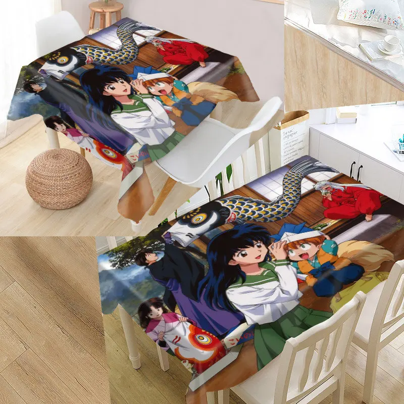 

New Arrival Custom Inuyasha Table Cloth Waterproof Oxford Fabric Rectangular Tablecloth Home Party New Year Tablecloth