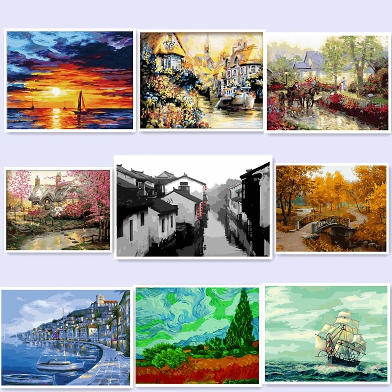 Wasser Stadt 40x50cm Die Gerahmte Bilder Malen Nach Zahlen Bild Auf Wand Acryl Farbe Durch Zahlen Diy Malerei Durch Zahlen Mb016 Frame Picture The Paintingspainting By Numbers Aliexpress