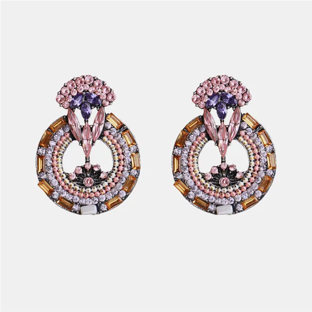 Ztech New Korea Fashion Pink Resin Beaded Drop Earrings For Women Girls ZA Wedding Jewelry 30 Designs Dangle Statement Bijoux E1726