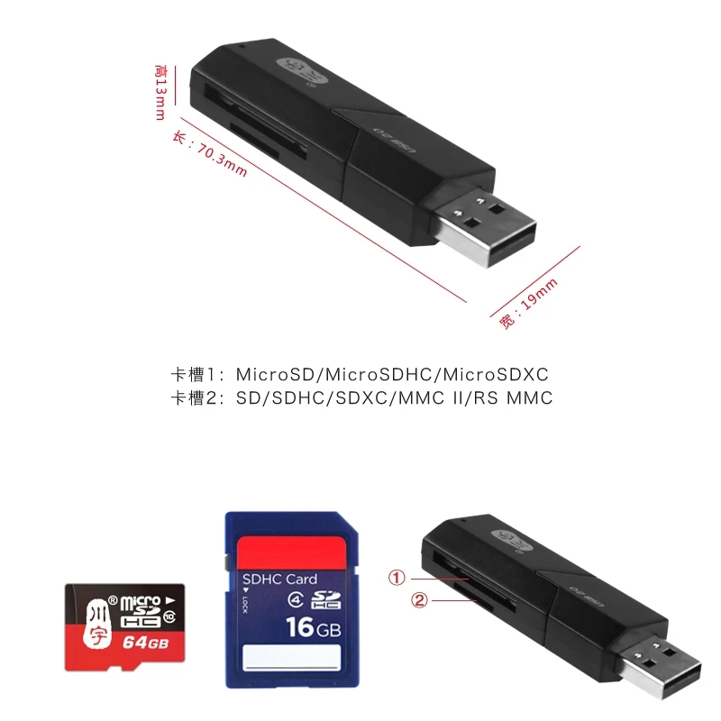 Kawau USB 2,0 Microsd кард-ридер поддерживает до 128 ГБ с sd-слотом кард-ридер C295 высокое качество скорость для компьютера