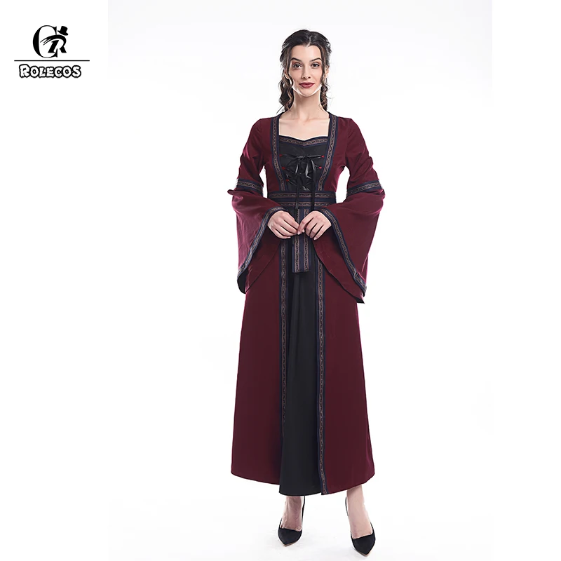 

ROLECOS Women Dress Renaissance Medieval Dress Retro Women Costume Victorian Dress Halloween Party Vintage Long Dress