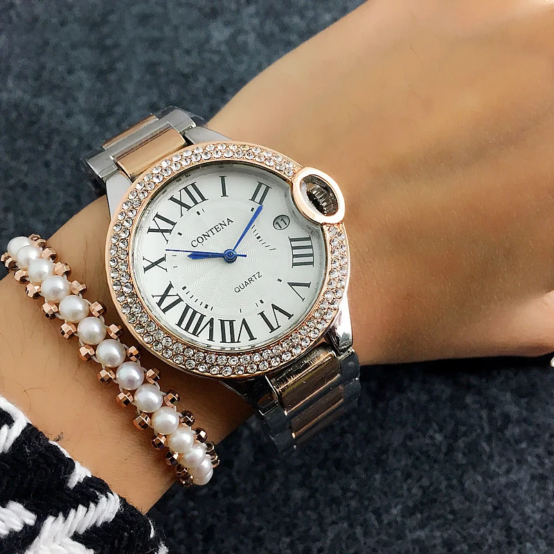 

Famous Brand Womens Watches 2018 Luxury Crystal Diamond Ladies Watch Fashion Rose gold Elegant Quartz Watch Woman Montre Femme
