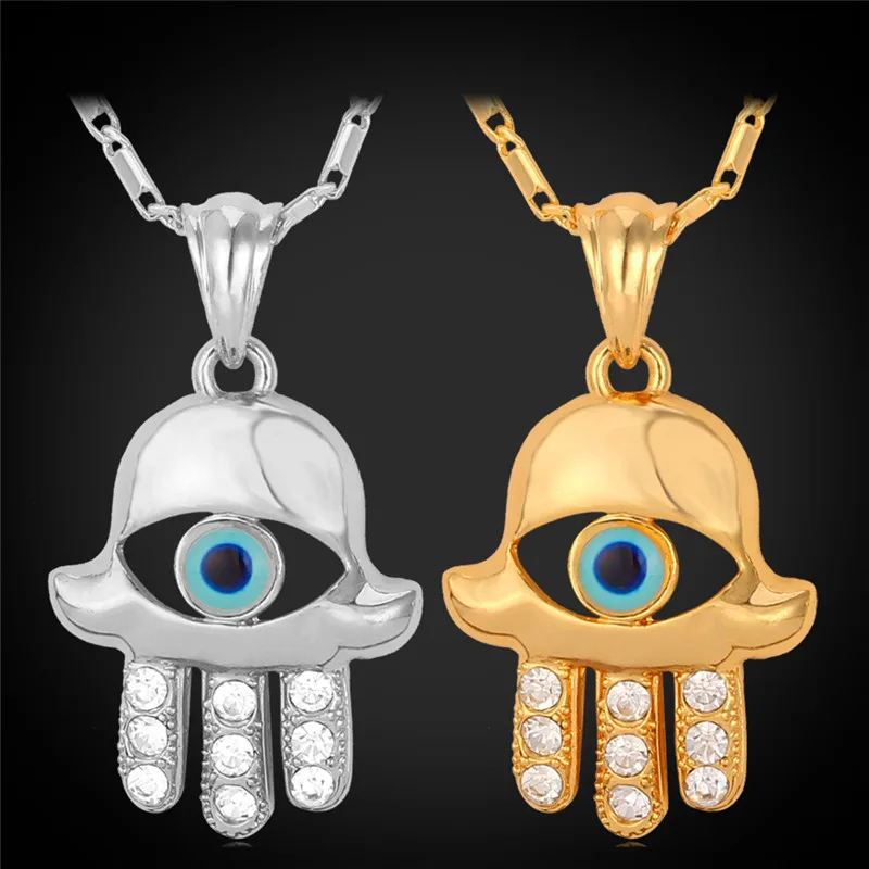 Kpop Evil Eye Pendant Hamsa Hands Charms Gold/silver Color Austrian