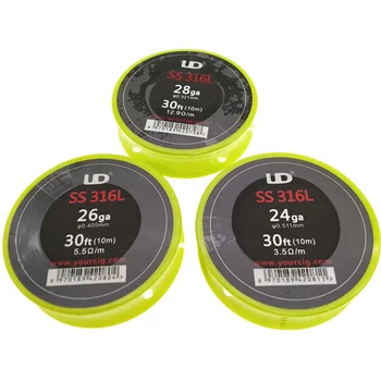 

100% Authentic Youde UD Stainless Steel SS316L Wire 28ga 26ga 24ga 30ft 10m/roll Heating Resistance Wire vape