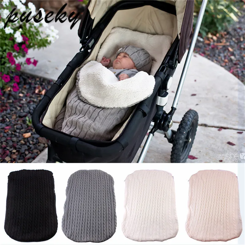 2018 Dikke Baby Inbakeren Wrap Knit Envelop Pasgeboren Warm Deken Baby Kinderwagen Slaap Zak Voetenzak|Bumper| - AliExpress