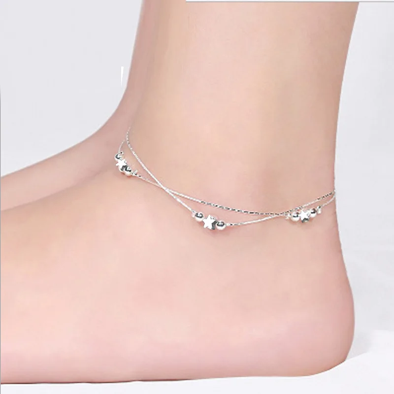 New Fashion 2020 Anklet Korean Version Of The Jewelry Double-star Transfer Beads For The Women's Anklet Jewelry Wholesale New Fashion 2020 Anklet Korean Version Of The Jewelry Double-star Transfer Beads For The Women's Anklet Jewelry Wholesale