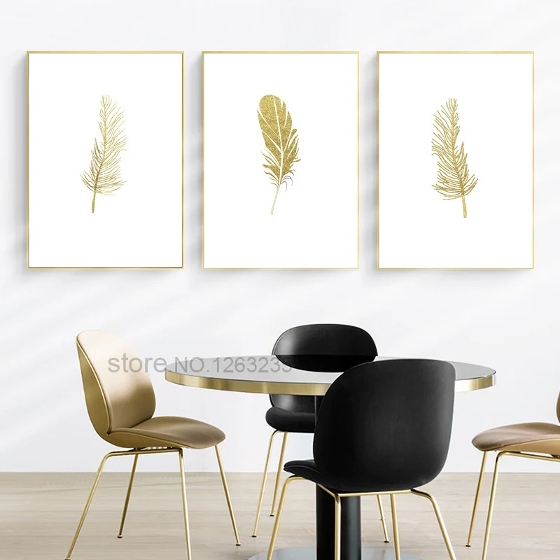 

Gold Plant Painting Leaf Nordic Posters Wall Pictures Art Prints For Living Room Aisle Unique Modern Home Decoration Unframed