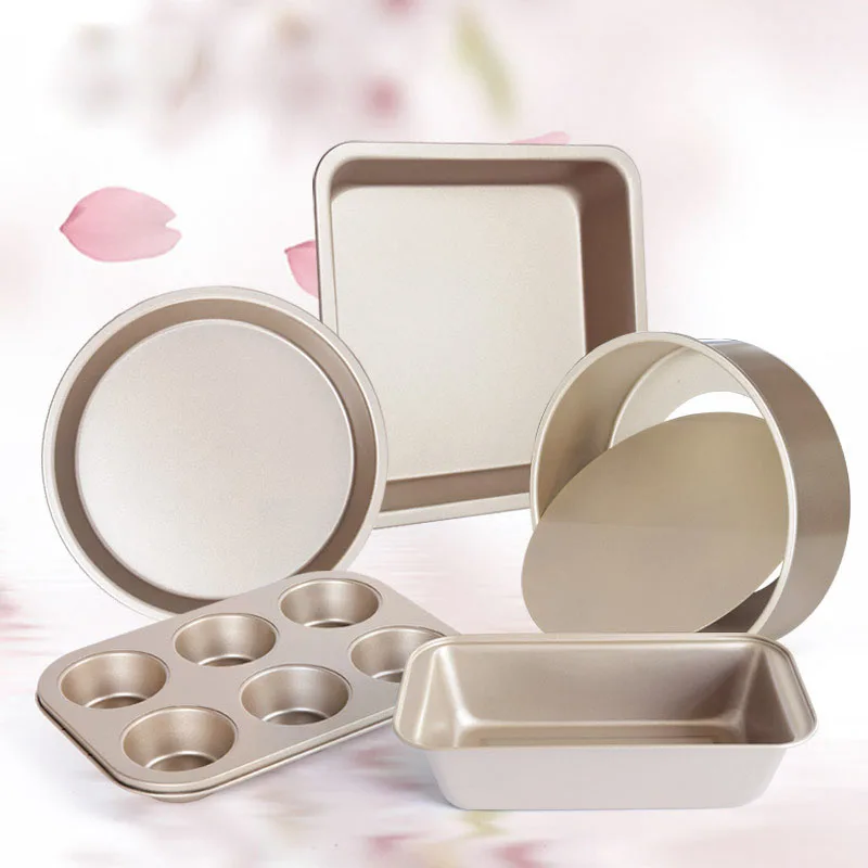 

5PCS Stainless Steel Baking Set Cake Bakeware Mold Kitchen Pastry Tools Accessories Cookies Bakeware Pizza Muffin Bakeware