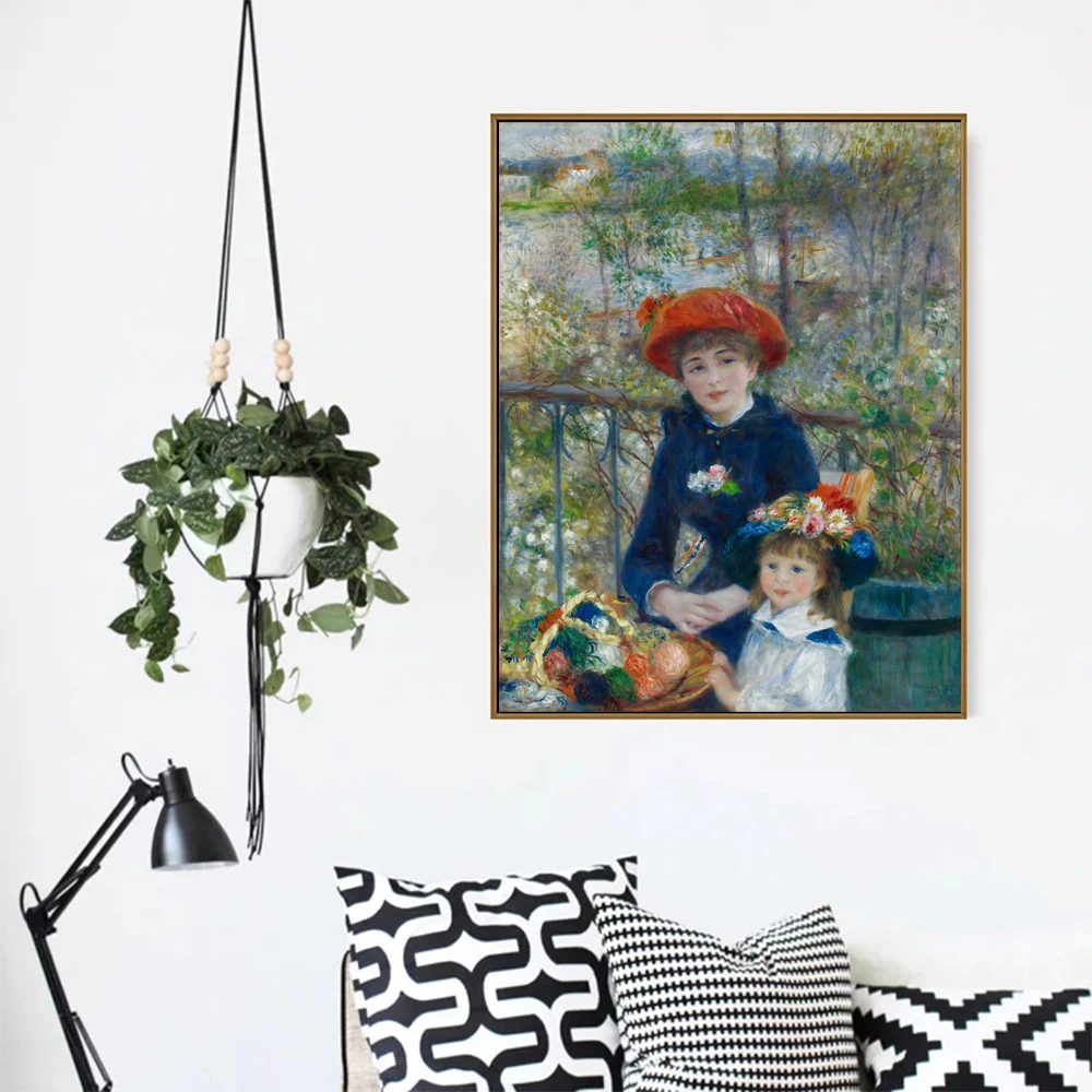 

The Two Sisters on the Terrace Painting by Pierre-Auguste Renoir Art Reproduction Canvas Print For Living Room Decoration