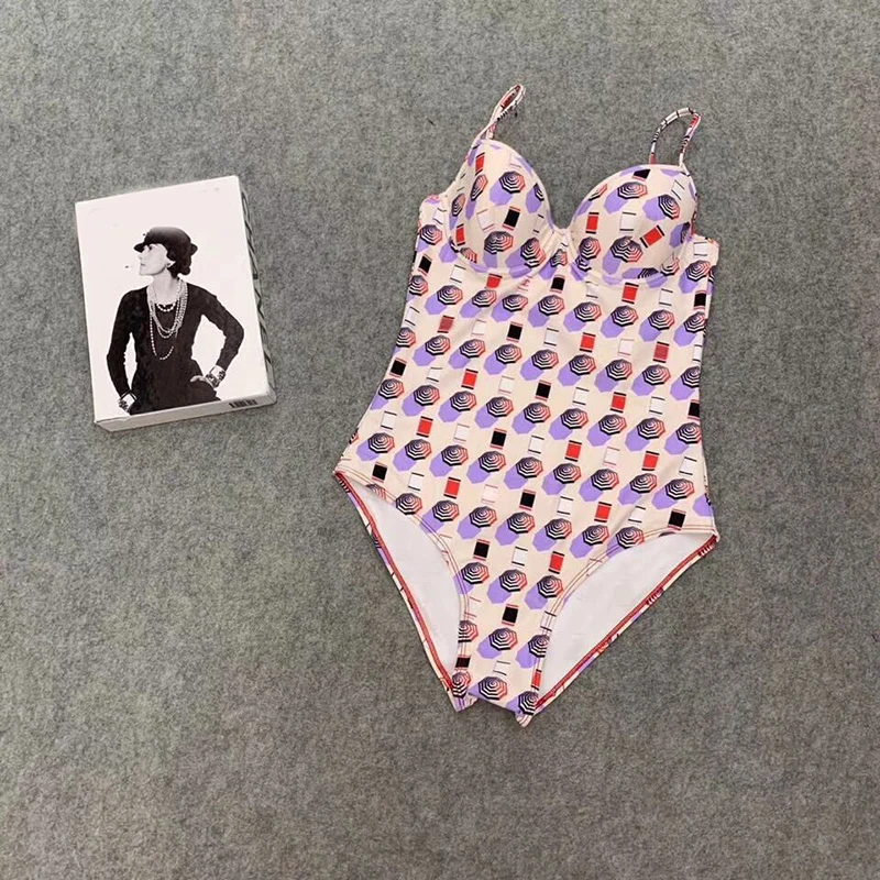 

Tight bodysuit 2019 new Siamese corset sexy print women's swimsuit beach bikini jumpsuit