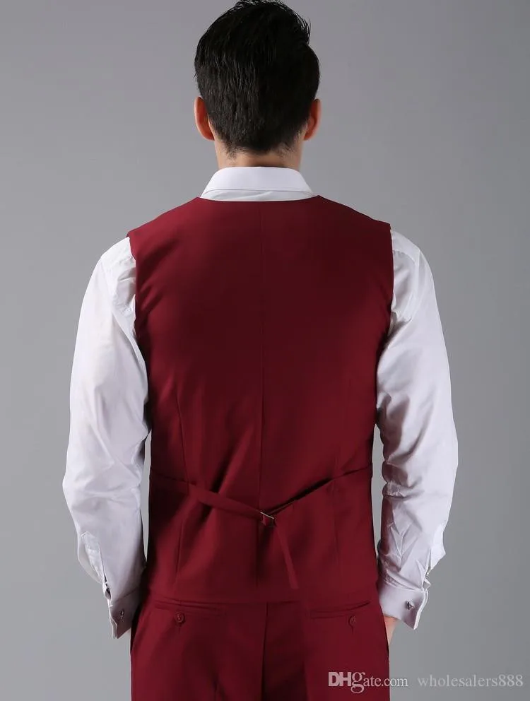 New Arrival Groom Vests Red Groomsmens/Best Man Vest Custom Made Size and Color Four Buttons Wedding/Prom/Dinner Waistcoat