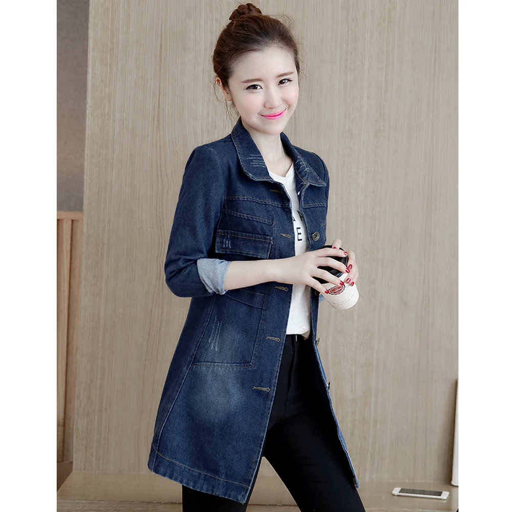 Spring and autumn new style Korean version of the long-sleeved denim jacket Fashion denim jacket
