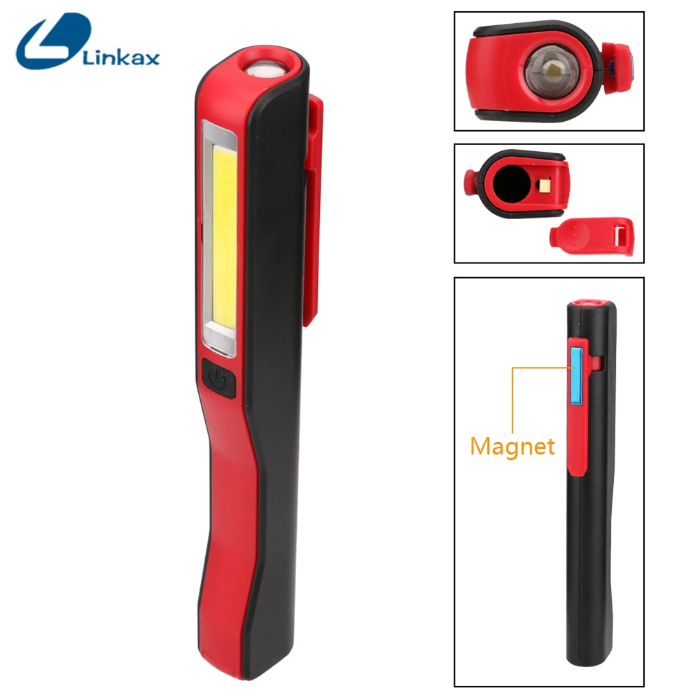 

Portable COB LED Flashlight Magnetic Work Light Rechargeable 180 degree Stand Hanging USB Torch Lamp For Night hunting