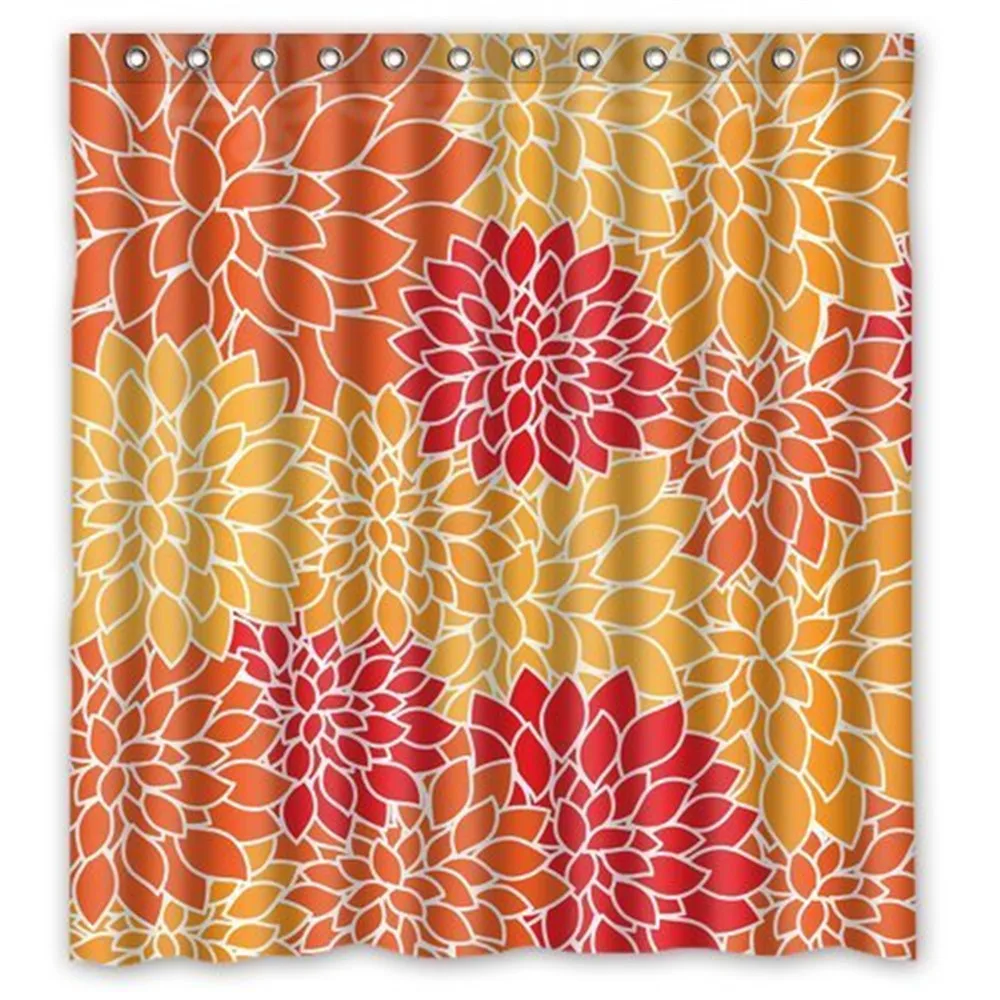 

Generic Personalized Authentical Dahlia Floral Pattern ( Red / Yellow / Orange ) Shower Curtain Bath Decor Curtain