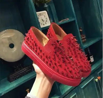 Новинка года; повседневная обувь с заклепками для девочек; женская обувь; красная Уличная обувь в стиле хип-хоп - Цвет: Красный