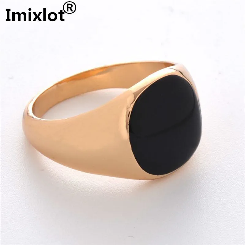 Imixlot черный круглый глянцевые металлическое кольцо для Для мужчин и женщин