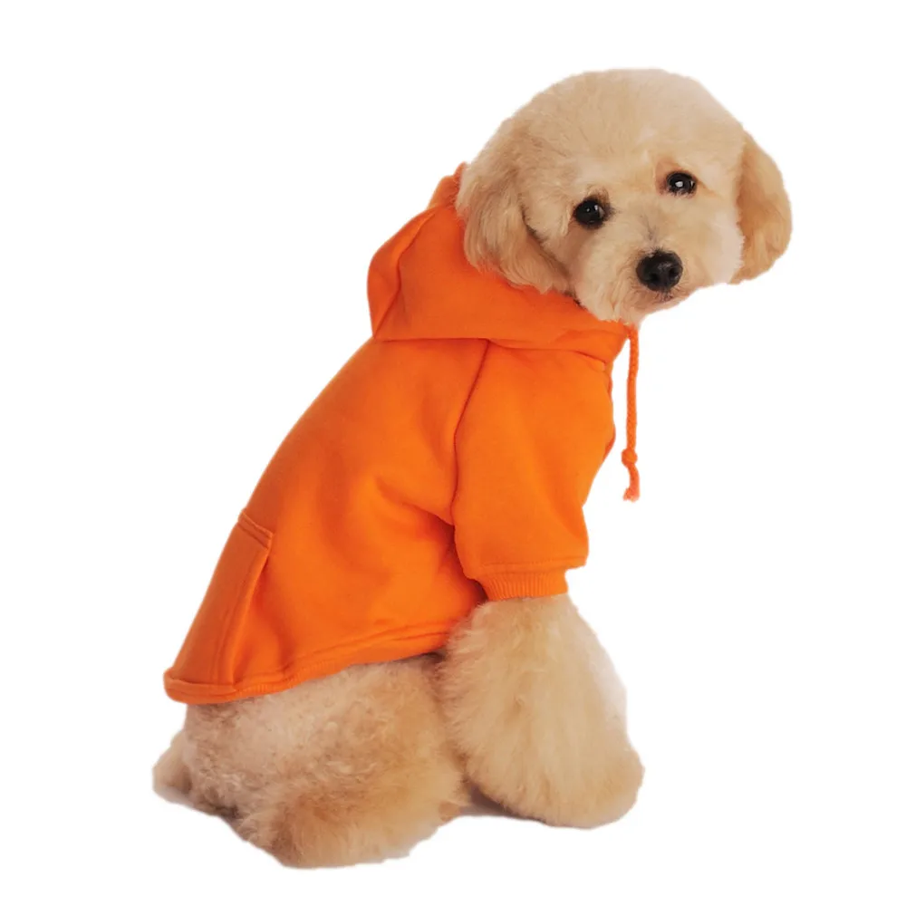 Повседневная флисовая фуфайка для домашнего животного толстовка одежда для собак пальто для собак твердая одежда на кнопках товары для щенков - Цвет: Orange