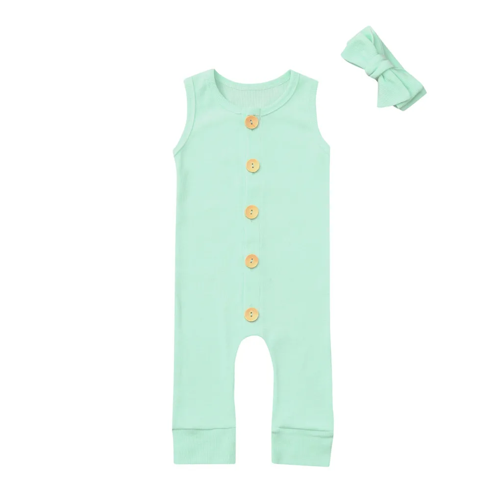 

NewBorn Baby Girl Boy Clothes Fashion Simple Solid Print Pretty Romper Jumpsuit+Headband Outfits Comfortable детский комбинезон