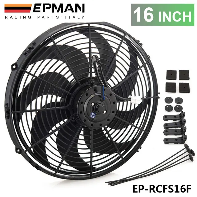 Epman Racing Car Universal 12v 16 Electric Fan Curved S Blades Epman Racing Car Universal 12v 16 Electric Fan Curved S Blades Radiator Cooling For