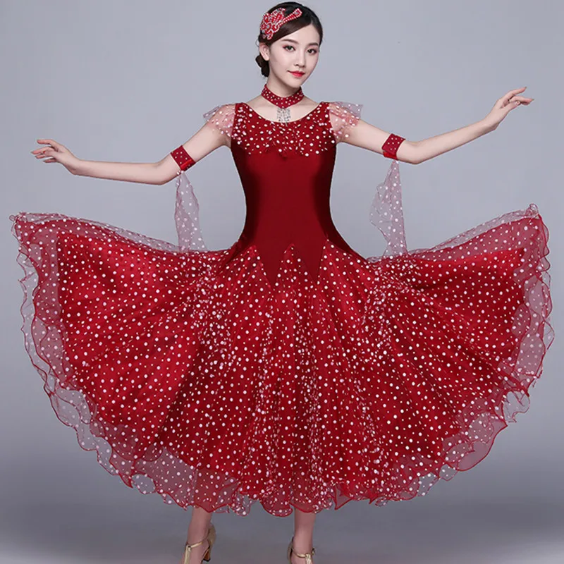 

Polka Dot ballroom dance dresses standard ballroom dancing clothes Competition standard dance dress waltz foxtrot dress