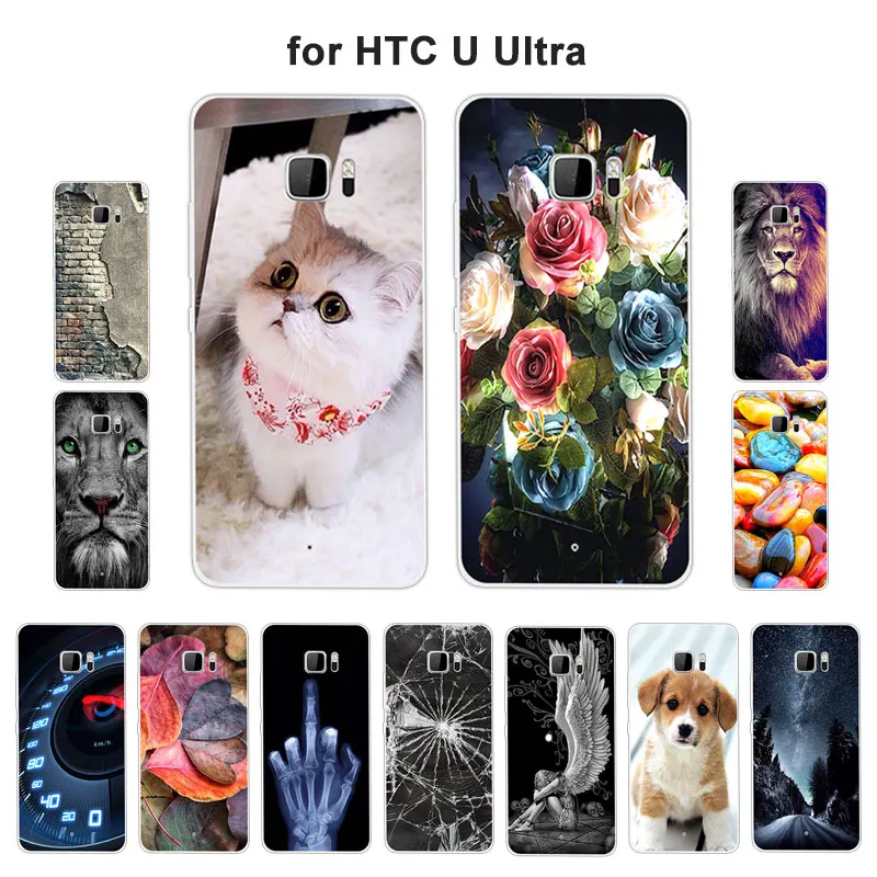 5.7&quot for HTC U Ultra Clear Soft Silicon Full Protective Dog Cat Back Cover Ocean Note Ultrathin TPU Protector Cases |