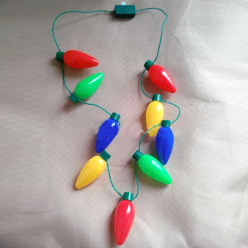 

Festival Necklace LED Light Up Plastic Flashlight Luminous Christmas Party Bulb Necklaces For Adults Kids 899