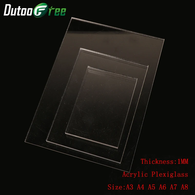 

Dutoofree 1mm Transparent Acrylic Board Acrylic Sheet DIY Manual Material Processing Custom Plastic Board Size A3 A4 A5 A6 A7 A8