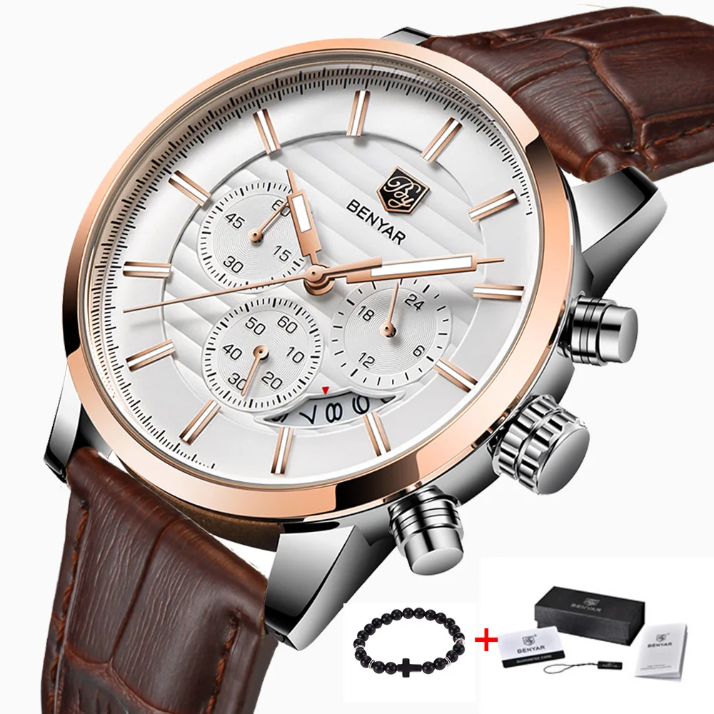 

BENYAR Fashion Business Men Watches Brand Luxury Sport Chronograph Fashion Waterproof Quartz Wristwatch Male Clock relogio