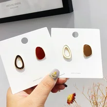 MENGJIQIAO дизайн хит цвет эмаль неправильный овал серьги гвоздики для женщин Асимметричный круг Brincos Ювелирные изделия для девушек подарки