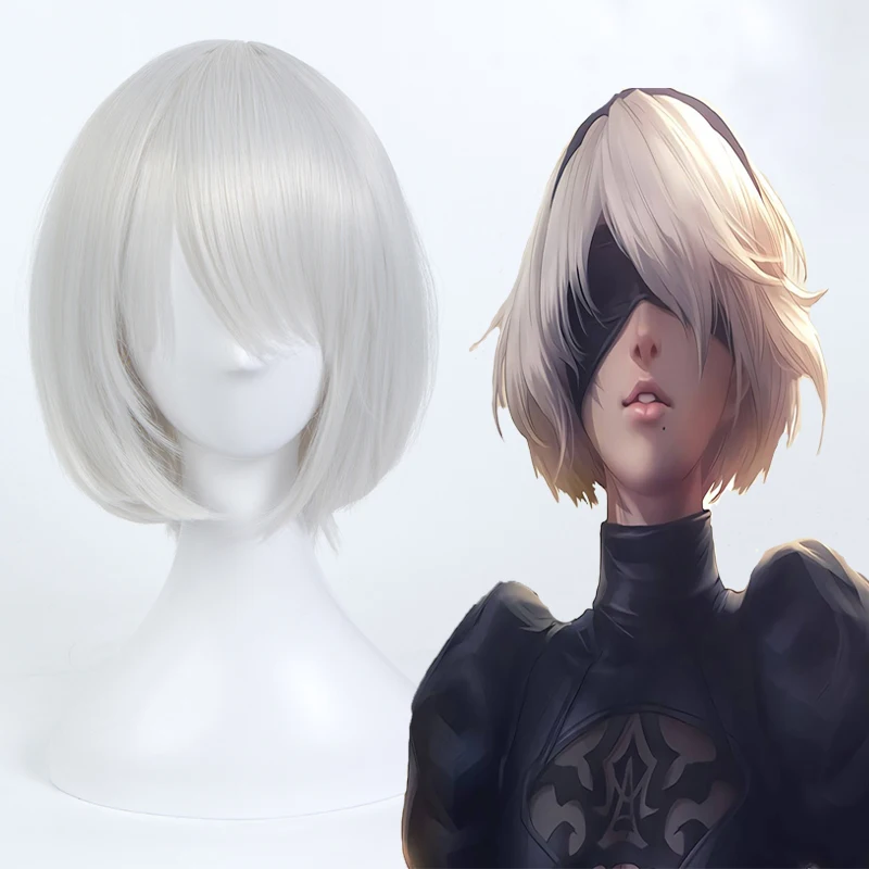 

Hot Game NieR:Automata Cosplay Wigs NieR Automata 2B YoRHa No.2 Type B Heat Resistant Synthetic Anime Cosplay Wig Halloween