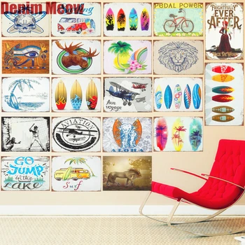 

New Surfing Plaque Vintage Metal Tin Signs Home Bar Garage Decorative Metal Plates Summer Theme Wall Stickers Art Poster N215