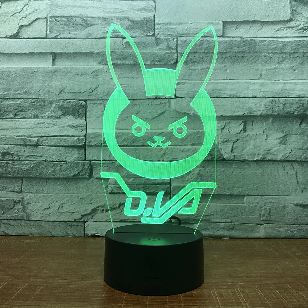 Rabbit 3D Lamp 7 Colors Led Night For Kids Touch Usb Table Lampara Lampe Baby Sleep Nightlight Gift Drop Shipping | Лампы и освещение