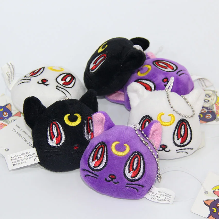 10 шт./лот плюшевая кукла в виде кота Skyleshine с Сейлор Мун Луна 7 см S9223|moon luna|plush doll