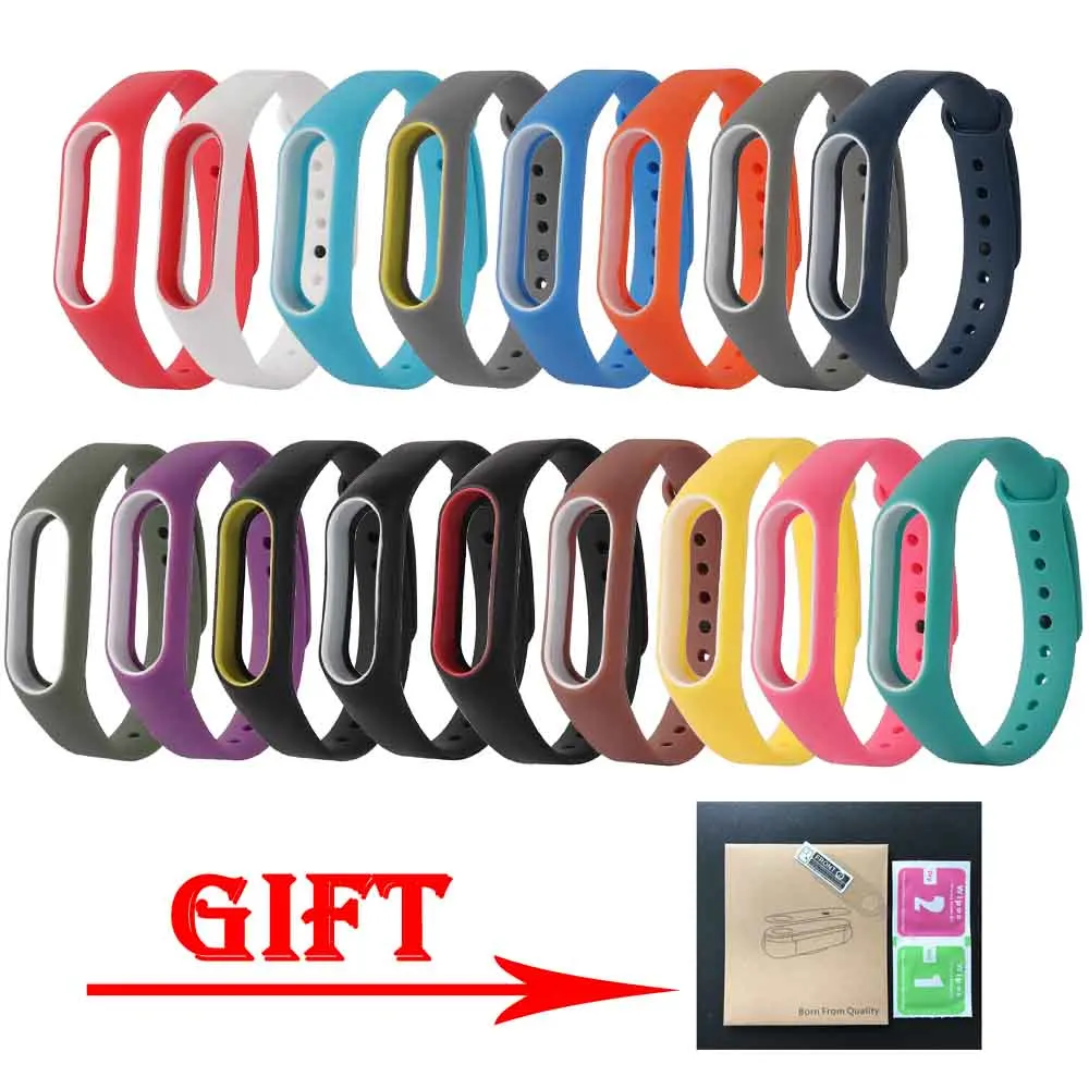 

Valdus Colorful Mi Band 2 Strap + Film Kit Replacement Silicone Wriststrap Accessories Sport Straps for Xiaomi Mi2 Smart Band