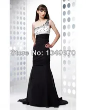 Nach Maß 2016 New Fashion Weiß Und Schwarz Schulter Kristall Brautkleider Mantel Lange Abend Formale Kleid N274