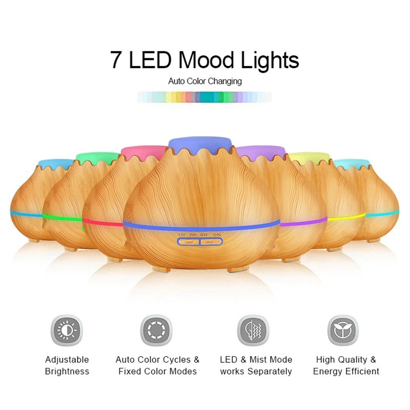 

150Ml Air Humidifier Essential Oil Diffuser Aroma Lamp Aromatherapy Electric Aroma Diffuser Mist Maker For Home-Wood