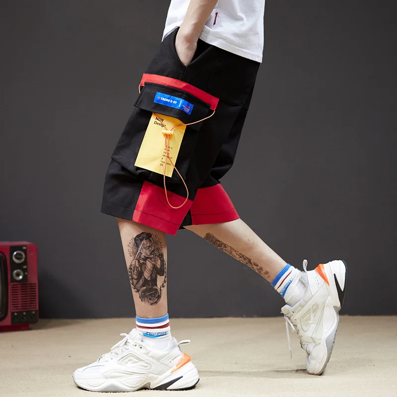 Чистые красные Ретро функциональные ветровые рабочие летние шорты Guochao уличные свободные столкновения цвет мульти-карманный пятиминутный tide