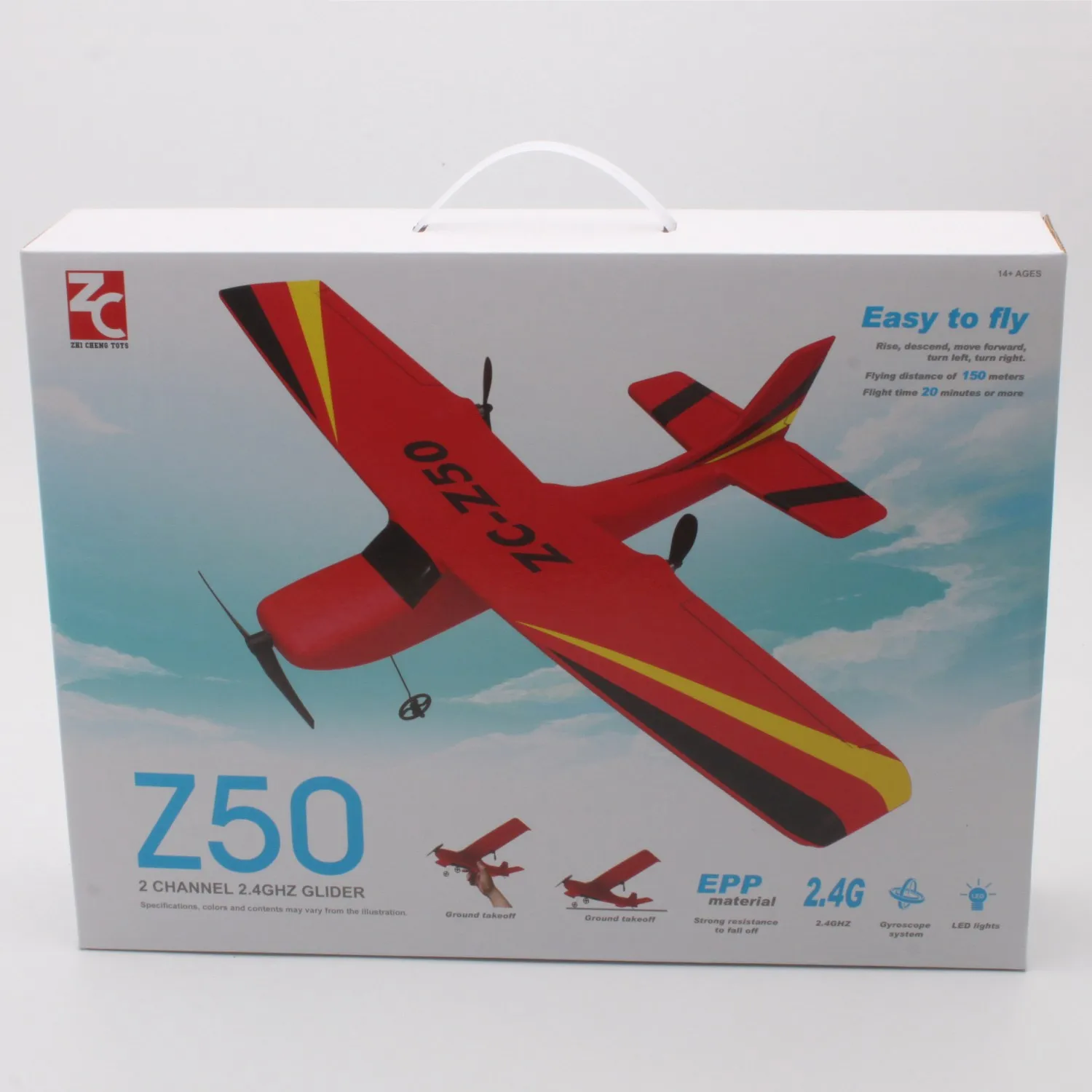 Z50 2,4G 2CH 340 мм размах крыльев EPP RC планер самолет RTF, красный