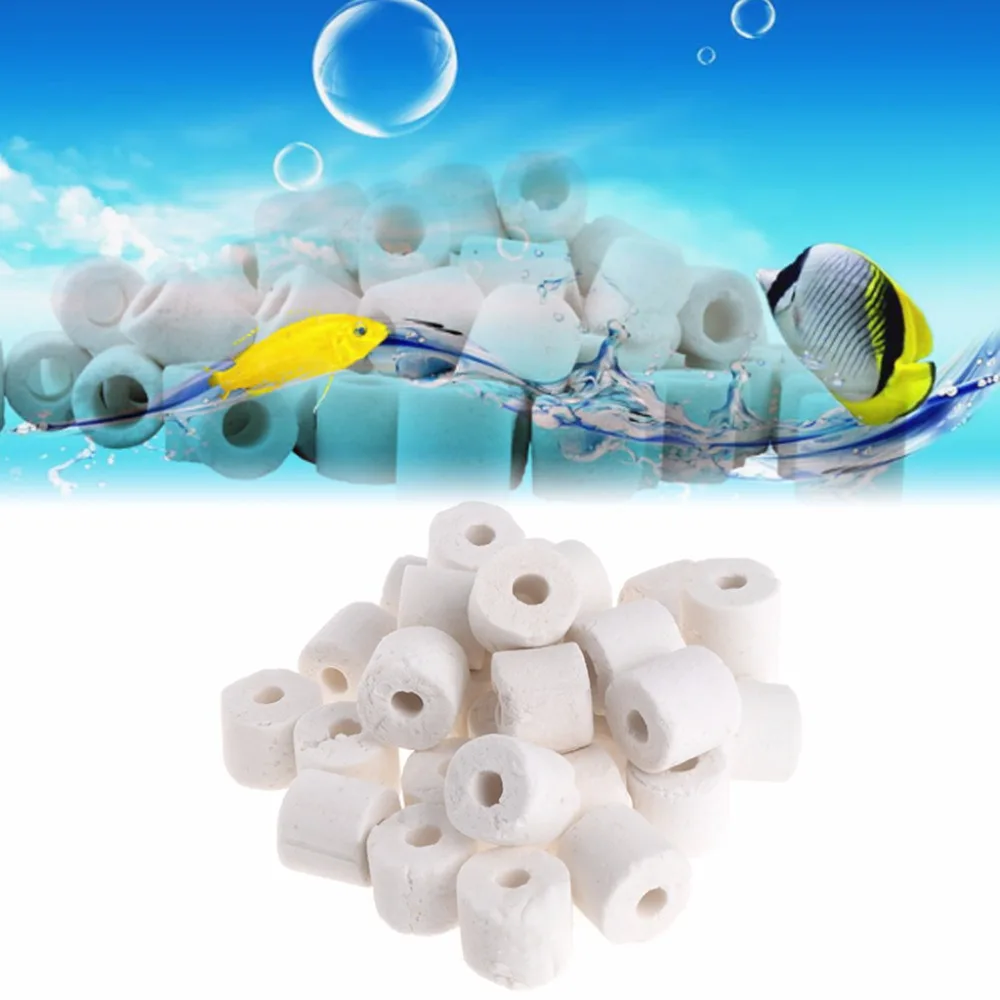 Aquarium White Ceramic Rings Media Biological Bacteria Fish Tank Pond