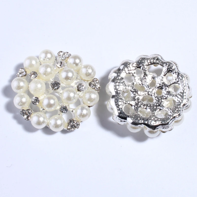 

5PCS 26MM Fashion Pearl Ivory Buttons Embellishment For Clothing Decoration Rhinestone Buttons For Wedding Invitation
