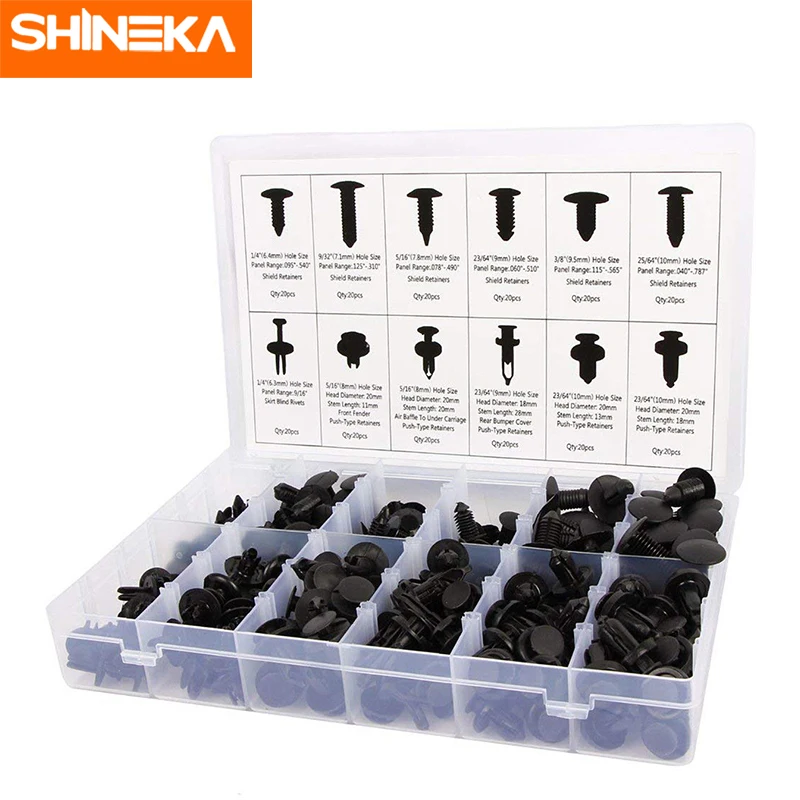 

SHINEKA Nuts & Bolts For Jeep Auto Body Retainer Push Type Pin Rivet Fastener Kit Fender Bumper Door Panel Rivet For Jeep 2018+